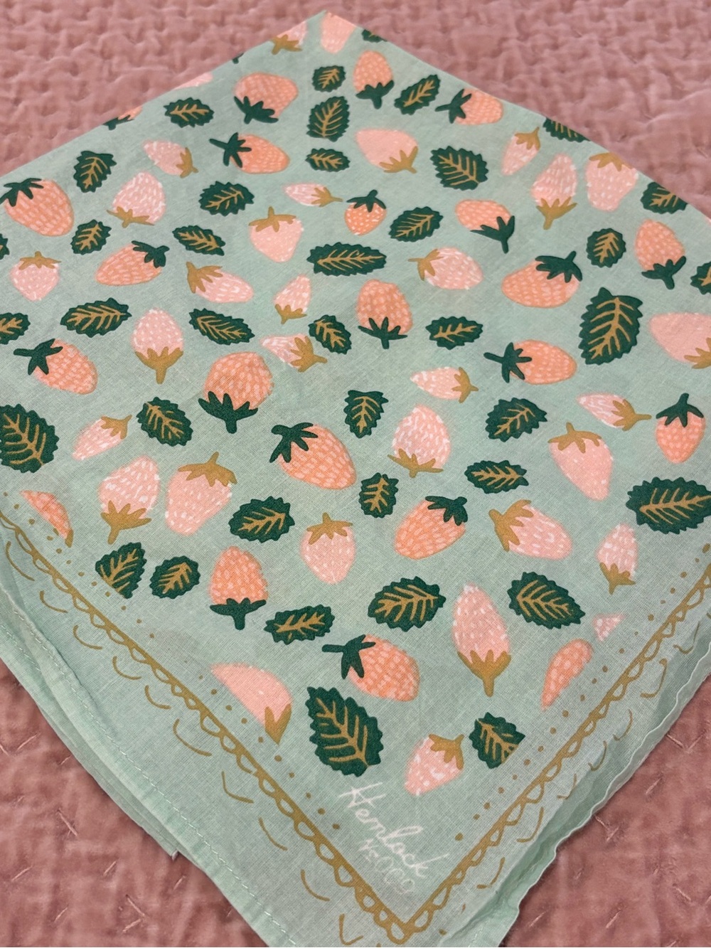 Fabulous Hemlock Mint Green Strawberry Print Bandana Scarf  Great Quality